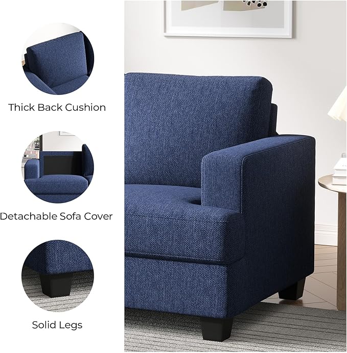 89 Inch Sofa with Extra Deep Seats Oversize 3 Seater Sofa for Living RoomModern Couch and Sofa Comfy Armrests and Seats and Backrests Easy Installation Blue