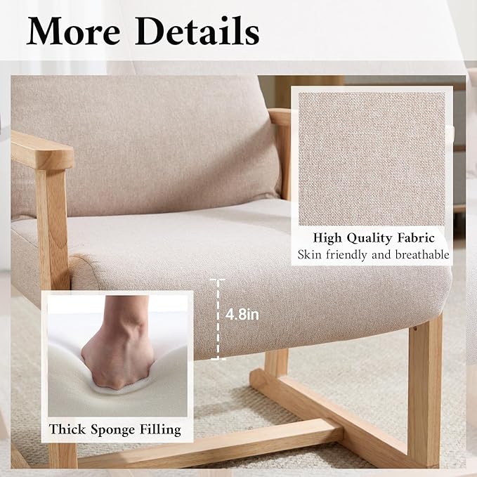 KCC Recliner Chair Adjustable Small Fabric Single Sofa with Ergonomic Back SupportAccent Chair for Living Room Nursery Bedroom Beige1PC