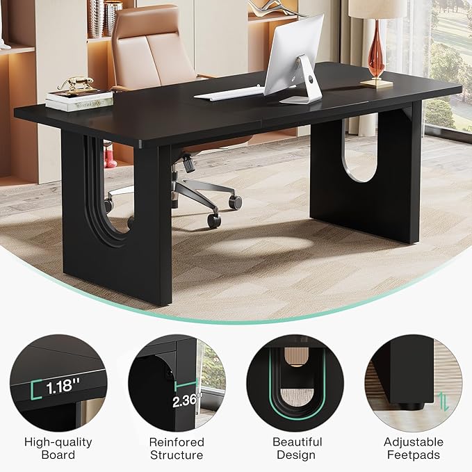 Tribesigns Modern Executive Desk 70.9 Large Office Computer Desk Conference Table Meeting Room Table Simple Workstation Business Furniture for Home Office