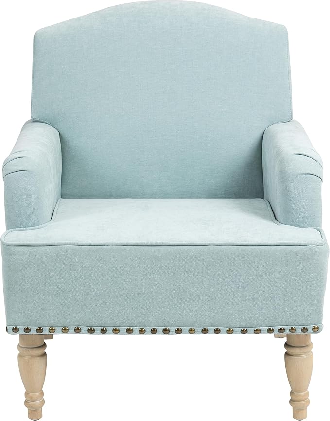 Modern Accent Chair with Retro Wooden Legs Nailhead Trim Small Fabric Club Chair Comfy Upholstered Armchair Lounge Chair for Bedroom Living Room Single SofaHolds 300lbs(Sage)