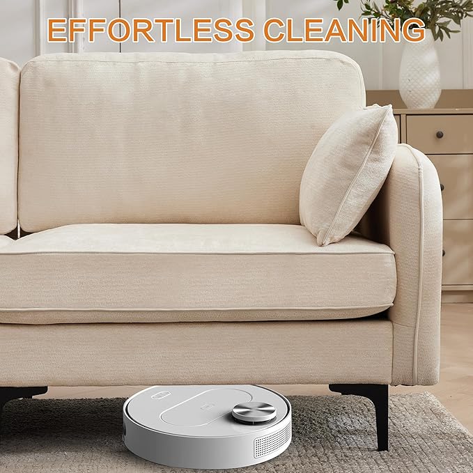 LSSBOUGHT 110 Sectional SofaL Shaped Sofa with Movable Ottoman Chenille Fabric 3 Seat Modern Couches for Living Room Apartment and Small Space (Beige)