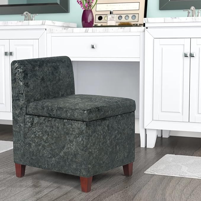 Joveco Accent Chair with Storage Fabric Upholstered Vanity Chair Seat with Removable Lid Modern Single Sofa for Living Room Bedroom Reading Room (Grey with Gold)
