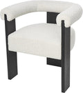 Deco 79 Polyester Curved Back Mid Century Modern Round Boucle Accent Chair with Black Wood Frame 27 x 23 x 28 White