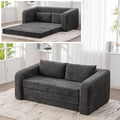 Grey Cloud Loveseat Sofa - 71 Convertible Folding Sofa Bed Chenille Boneless Floor Lounge Couch with Armrest &amp Backrest Pillows No Assembly Pull Out Sleeper for Bedroom Living Room (Grey 71 W