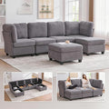U Shaped Modular Sectional Sofa Couch with Storage Ottoman 6 Seat Convertible Upholstered Deep Seat Sofa with Chaise Lounge Comfy Cloud Couch for Living Room Gray