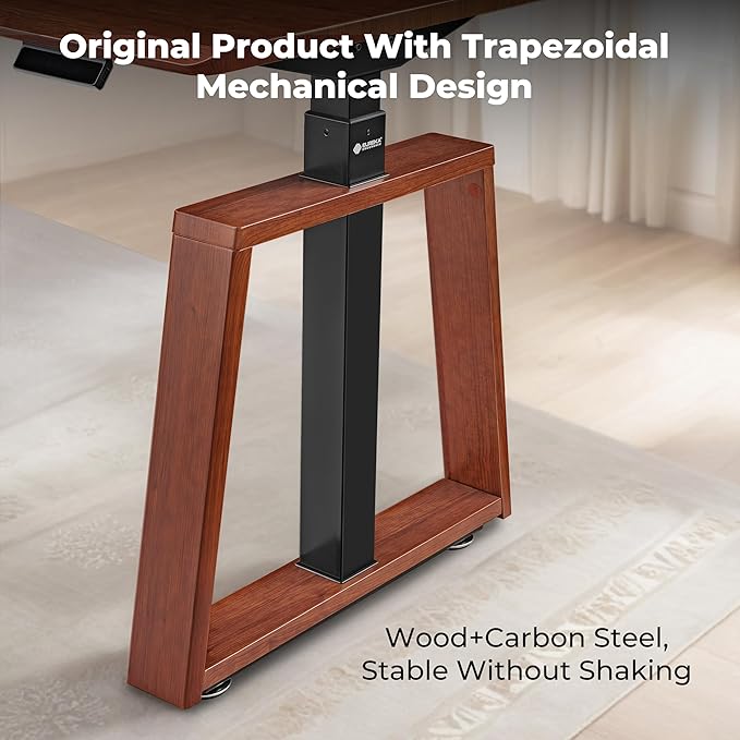 EUREKA ERGONOMIC Electric Standing Desk 63inch Executive Computer Desk Adjustable Height Desk Modern Trapezoidal Leg Sit Stand Desk Smart APP&ampTouch Screen Cherry Top