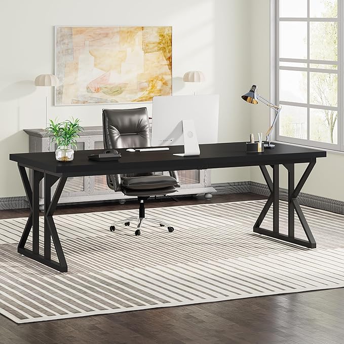 Tribesigns 78.7-Inch Executive Desk Large Computer Office Desk Workstation Modern Simple Style Laptop Desk Study Writing Table Business Furniture for Home Office (Black 78.7 Inch)