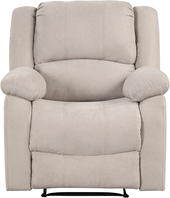 Textured Fabric Recliner Chair with Pillowtop Arms - Modern Living Room Seating
