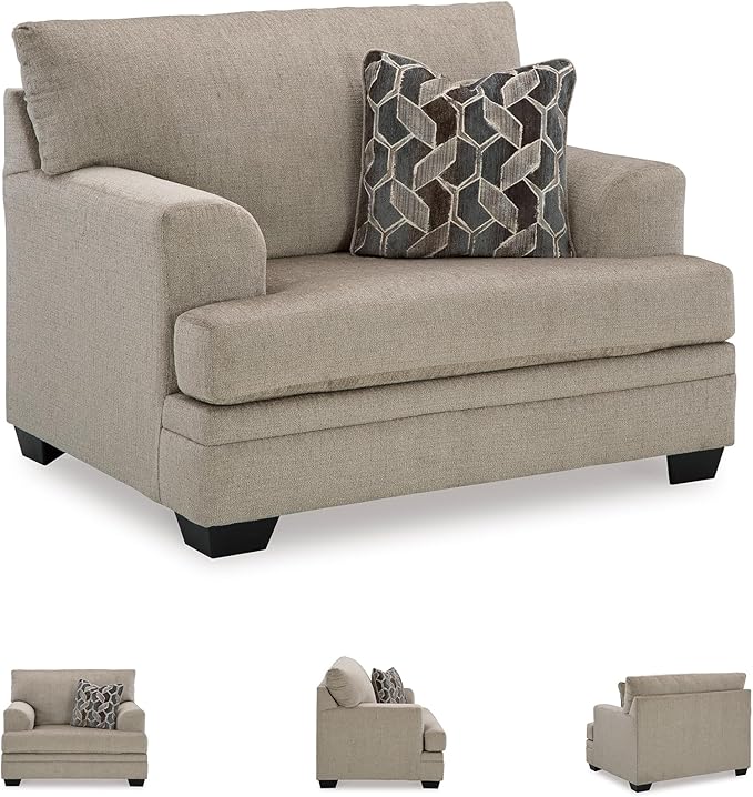 Signature Design by Ashley Stonemeade Casual Upholstered Oversized Chair with 1 Toss Pillow Light Brown