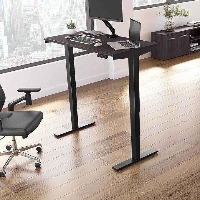 Move 40 Series by Bush Business Furniture 48W x 24D Electric Height Adjustable Standing Desk in Storm Gray with Black Base