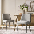 HULALA HOME Modern Dining Chairs Set of 2Gray Fully Chenille Upholstered Dining Room Chairs Set with Foot Peg Solid Wood Frame Armless Kitchen Accent Chairs for Living Room Bedroom Reception