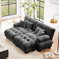 Cloud Couch Modular Sectional Sofa Loveseat U Shaped Couch with Ottoman Sectional Couches for Living Room Oversized Deep Seat Sofa with Round Bolster Armrests 4 Pillows Gray