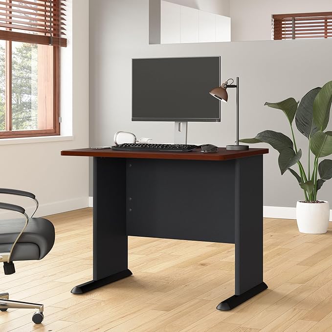Bush Business Furniture Series C 72W x 36D Bow Front U Shaped Desk with Mobile File Cabinets in Hansen Cherry