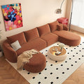 138.6 U Shaped Modern Modular Sectional Curved Back Sofa with Ottoman Minimalist Style Comfy Cloud Couch for Living Room Apartment No Assembly Required Boneless Couches (OrangeRight Facing Chaise)
