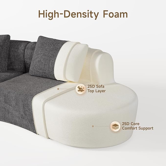 ONBRILL 134“ Cloud Sectional CouchModern Modular Curved Sofa with Deep SeatUpholstered Chenille Boneless Upholstered Couches for Living RoomNo Assembly Required