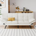 Futon Sofa Bed Convertible Couch White Faux Leather Sofa Bed with Memory Foam Adjustable Backrest &amp Armrests Multifunctional Small Loveseat Sleeper Sofa for Living Room Apartment Office