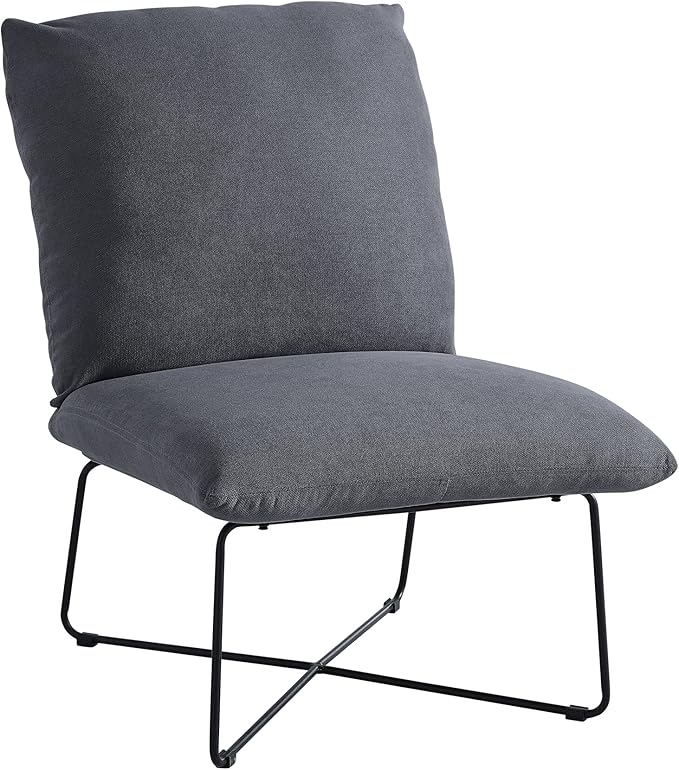 Classic Brands Eternity Upholstered Armless Accent Chair Dark Grey| Mid-Century Modern | Ergonomic