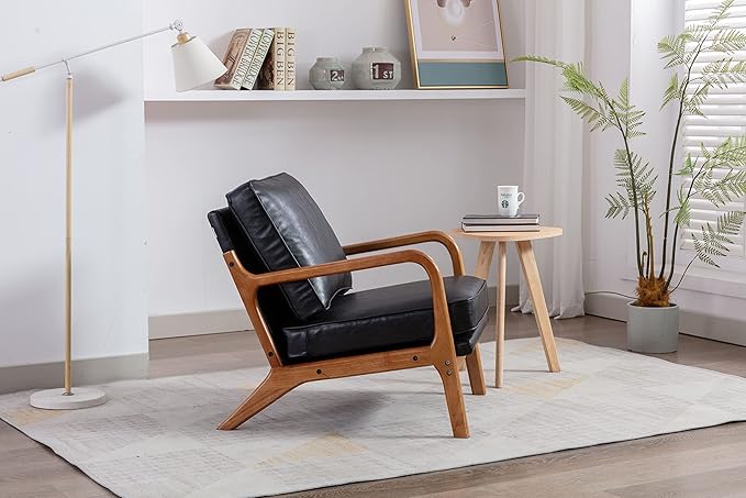 Wood Frame Armchair Modern Accent Chair Lounge Chair for Living Room