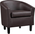 Yaheetech Leather Club Chair Faux Leather Accent Chair Modern Living Room Armchair with Wood Legs and Padded Seat for Bedroom Reception Room Espresso