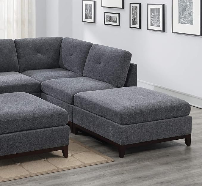Modular Living Room Furniture Armless Chair in Ash Chenille Fabric Cushion Armless Chair (1 Piece)