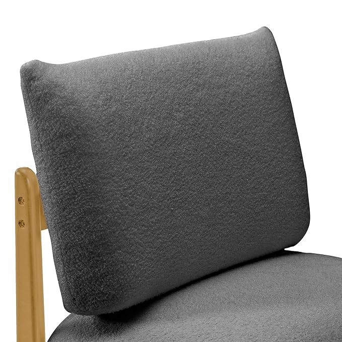 Modern Living Room Accent Chair Teddy Fleece Solid Rubberwood Frame Contemporary Lounge Seating for Reading Corner (Black)