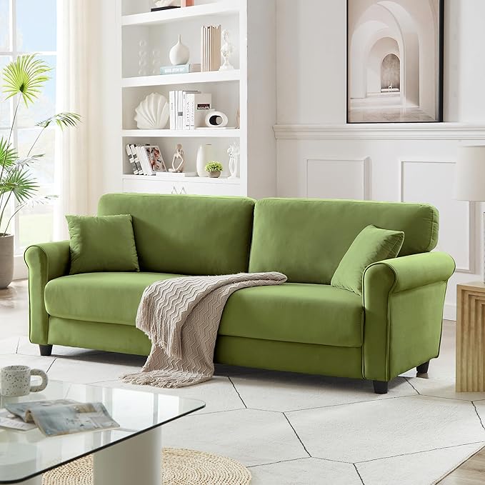 Modern Loveseat Sofa for Living RoomLove Seat with 2 SeaterVelvet Loveseat SofaSmall Couch for Living RoomBedroomOffice and Small Space(Green)
