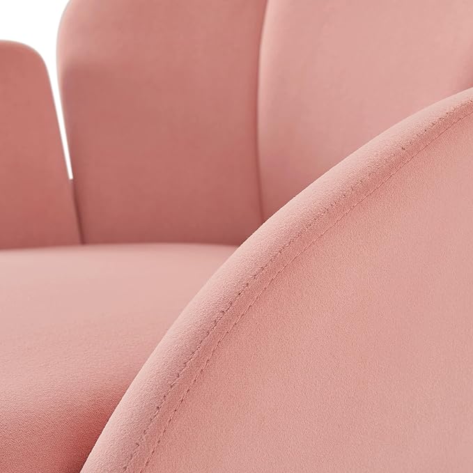 Yaheetech Velvet Living Room Chair Flower Shaped Armchair with Golden Legs Upholstered Side Chair for Vanity Room Living Room Kitchen Set of 2 Pink