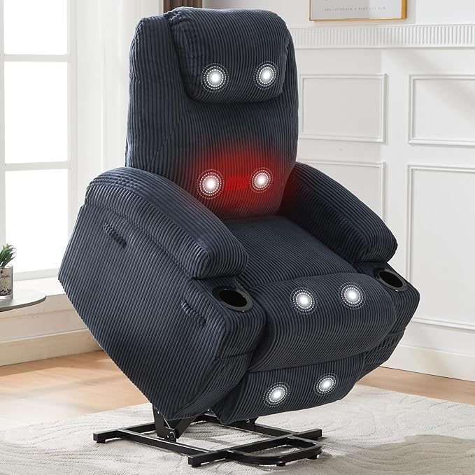 Garvee Electric Power Lift Recliner ChairCorduroy Single Sofa with Massage and Heat155°Adjustable and Stand Assist for Elderly &amp Mobility ImpairedHeavy Duty Lift Chair for Living Room Bedroom