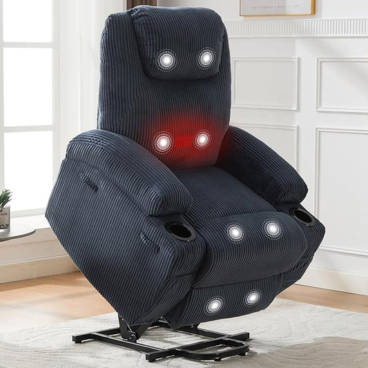 Garvee Electric Power Lift Recliner ChairCorduroy Single Sofa with Massage and Heat155°Adjustable and Stand Assist for Elderly &amp Mobility ImpairedHeavy Duty Lift Chair for Living Room Bedroom