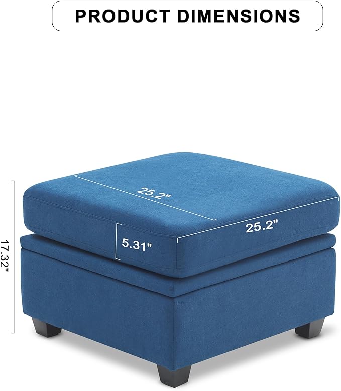 Ottoman Module for Modular Sectional Sofa Storage Ottoman Seat for Convertible Sectional Sofa Couch Blue