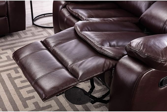 Familymill Breathable Leather Manual Reclining 3-Seat Sofa for Living Room/Office/RV