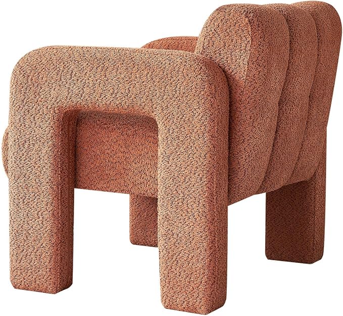 Yoglad Modern Accent Chair Bouclé Fabric Upholstered Armchair Comfy Single Chair for Living Room Lounge Bedroom Office-Orange