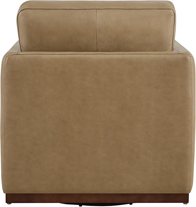 CHITA Genuine Leather Swivel Accent Chair FSC Certified Mid Century Modern Arm Chair for Living Room and Bedroom Fully Assembled Mocha