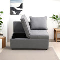 Convertible Ottoman Sofa with Storage Modern Sackcloth Futon Couch with 2 Pillows Adjustable Backrest Recliner Folding Loveseat for Living Room Apartment Dorm OfficeGrey