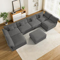 Cloud Couch Sectional Modular Sofa 150.4 Oversized U Shape Comfy Sectional Couches for Living Room 7 Seat Modern Chenille Deep Seat Cloud Sofa with Moveable Ottoman Grey