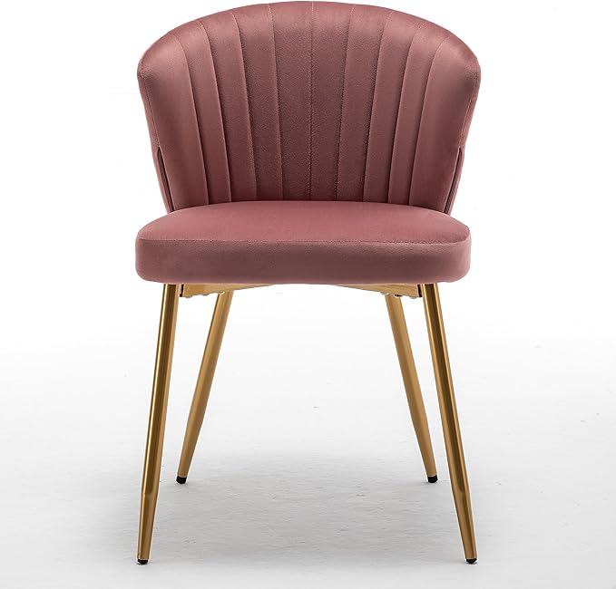 Modern Velvet Accent Chair for Living Room Bedroom Entryway or Small Spaces with Channel-Tufted Design Comfortable and Trendy Armless Seat Rose