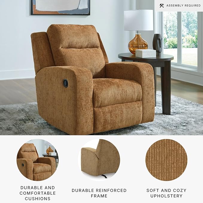 Signature Design by Ashley Kanlow Modern Manual Rocker Recliner Light Brown