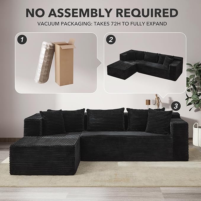 Garvee Modular Sectional Sofa Cloud Sectional Couch 106 Comfy Fluffy L Shaped Couches for Living RoomOversized Sofa Sleeper with Deep Seat No Assembly Required