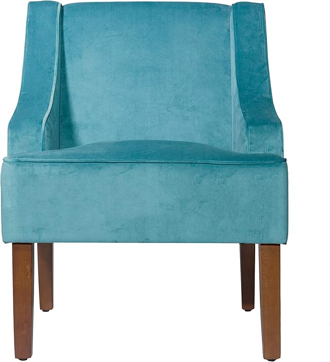 Homepop Home Decor | Upholstered Classic Swoop Arm Accent Chair | Accent Chairs for Living Room &amp Bedroom | Decorative Home Furniture Velvet Teal