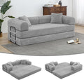 JJJ 78 inch Sofa Bed 4-in-1 Boneless Convertible Corduroy Sleeper Folding Couch with Fixed-Shape Frame and 2 Futons No Assemble Required 3 Seater Upholstered for Living Room (Light Grey 78 inch)