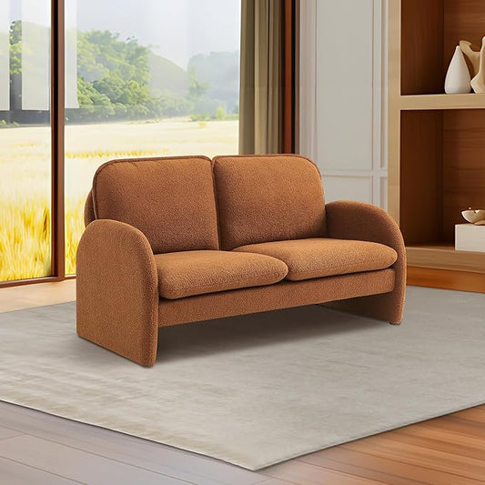 59.05 X 30.7'' Loveseat Sofa Sherpa Lamb Fabric Love Seat Couch Comfy 2 Seater Sofa Upholstered Modern Leisure Loveseat Couches for Bedroom Office Living Room and Apartment