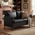 TYBOATLE Faux Leather Modern Small Couches for Small Spaces Comfy Upholstered Love Seat for Bedroom 2 Seater Mini Couch for Apartment Dorm Office Black