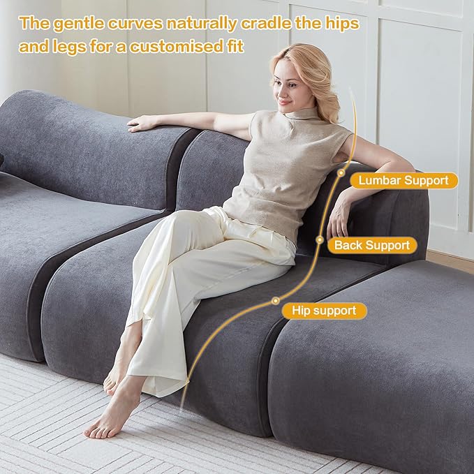 UKMTUET Sectional Couches for Living Room 114 L Shaped Couch with Chaise Boneless Couch with Convertible Ottoman Modular Sectional Sofa Comfy Couch with for Bedroom Office No Assembly Required |