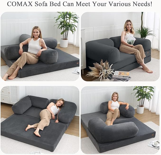 COMAX Convertible Folding Sofa Bed Foldable Chair Bed Floor Futon Couch with Back Support Comfy Corduroy Fold Out Mattress Sleeper for Living Room Bedroom