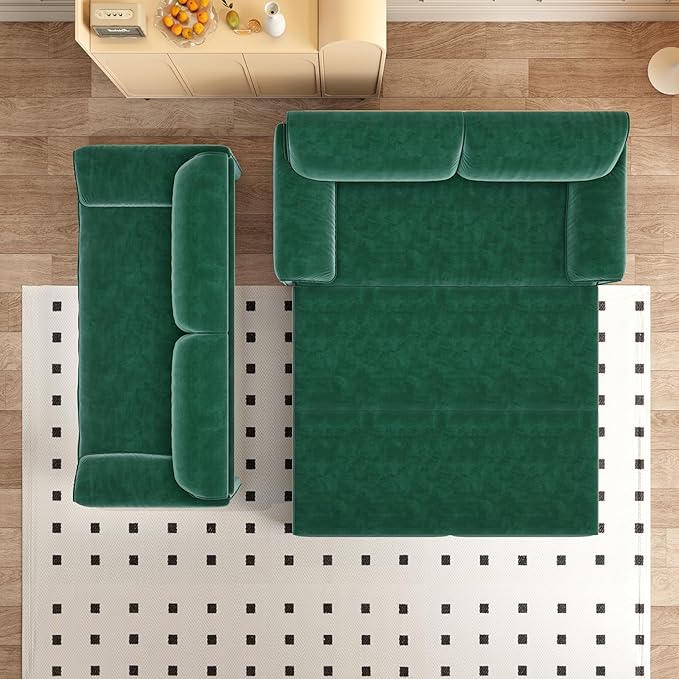 Futon Sofa Bed Queen Size66 Pull Out Sofa Bed with Side Storage Multi-Functional Velvet Sleeper Sofa for Living Room Bedroom Apartment Office Small SpaceGreen