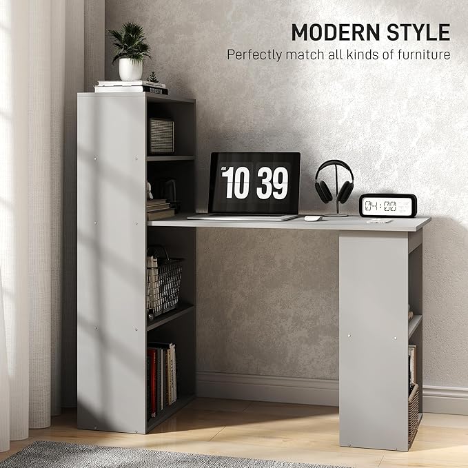 Computer Desk with Storage ShelvesWorking Writing Table with Bookshelf for Home Office Modern Simple StyleHome Office Computer Desk with Side ShelfHome Office Desk Writing Workstation Study Table