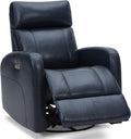 CHITA Genuine Leather Power Swivel Glider Recliner Chair for Adults FSC Certified Electric Nursery Rocker Recliner Chair for Living Room Navy Blue