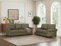 Faux Leather Sofa Set of 2: Love Seat +3 Seat Couch Underseat Storage Classic Sofa Elegance Rolled Armrests Nailhead Trim Wood Legs Classic Living Room Accent 2+3 Seat-Grey
