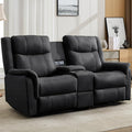 Loveseat Recliner Sofa Reclining Loveseat Couch Reclining Couch with Console USB Port US Outlets and Cup Holders 2-Seater Sofa for Living Room (2-Seater Black)