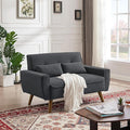 48 Loveseat Sofa 2 Seater Love Seat Mid Century Modern Small Couches for Living Room Bedroom Apartment 2 Throw Pillows and Plastic Legs Dark Grey